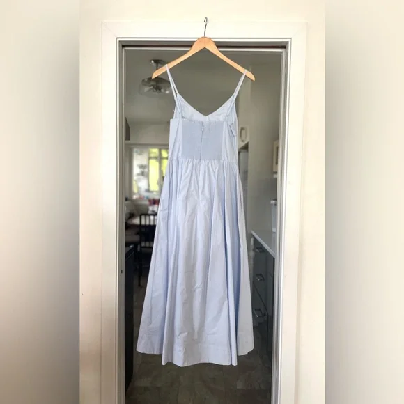 Wilfred Technique Poplin Maxi Dress Sz 0 Light Blue - Picture 9 of 14